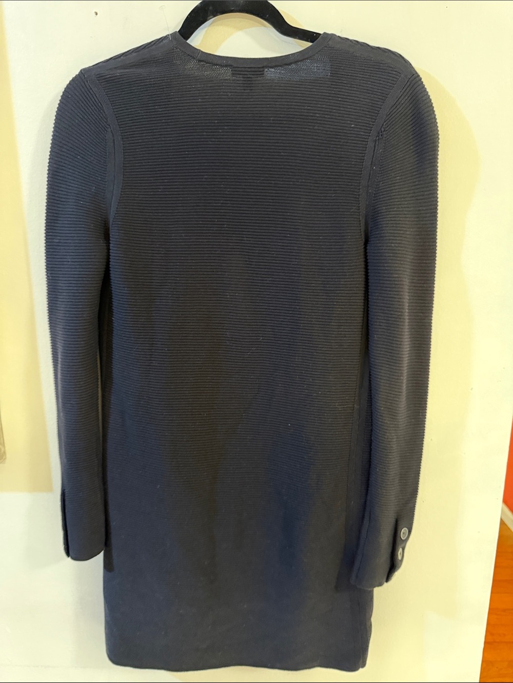 Talbots Navy Open-Front Ribbed Knit Cardigan - Picture 3 of 3